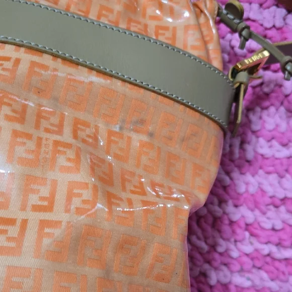 Fendi Bucket Bag in Orange and Tan